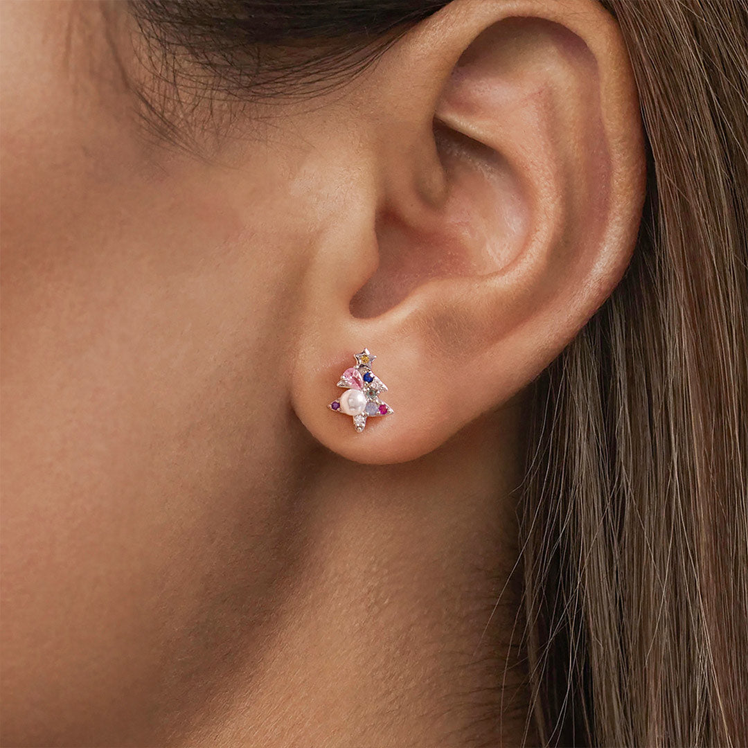 Gnoce Silver Christmas Tree Stud Earrings_2