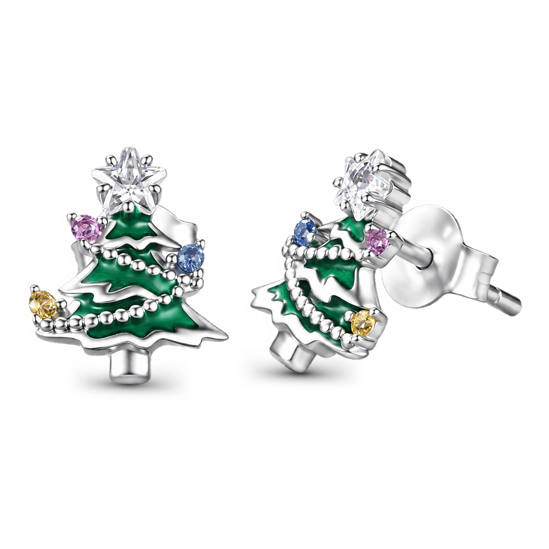 Gnoce Green Christmas Tree Stud Earrings_4