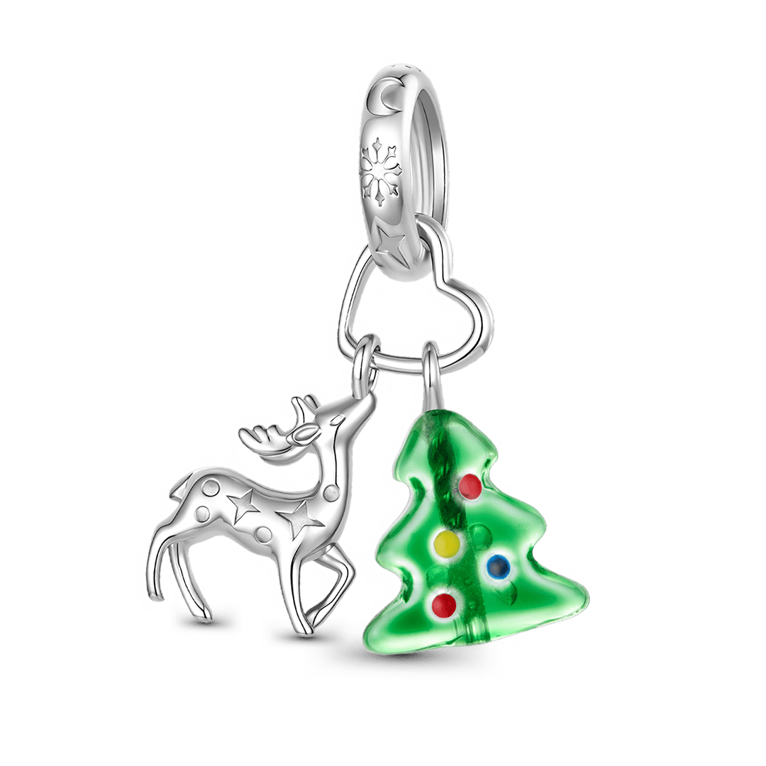 Gnoce Reindeer & Christmas Tree Pattern Dangle Charm_1
