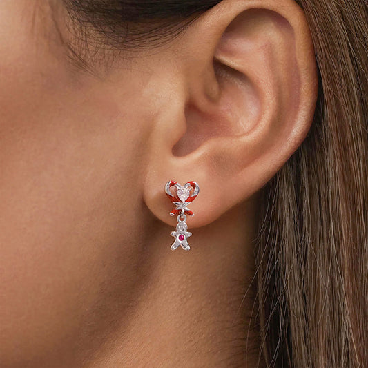 Gnoce Candy Cane Heart Gingerbread Man Pattern Stud Earrings_2