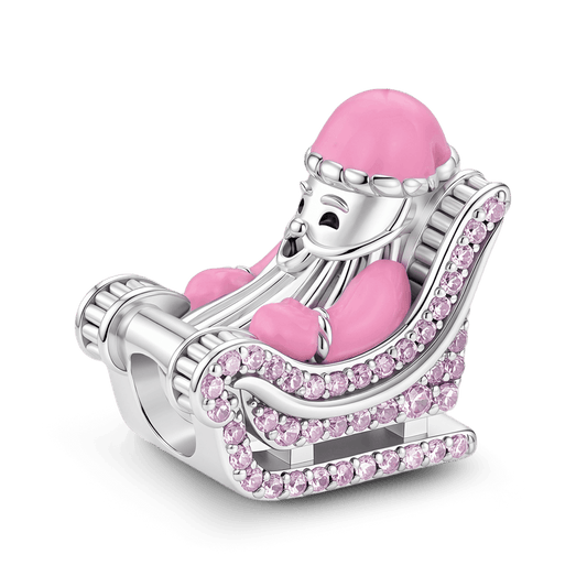Gnoce Pink Christmas Series Santa Sleigh Charm Bead Platinum-plated Silver Blend_1