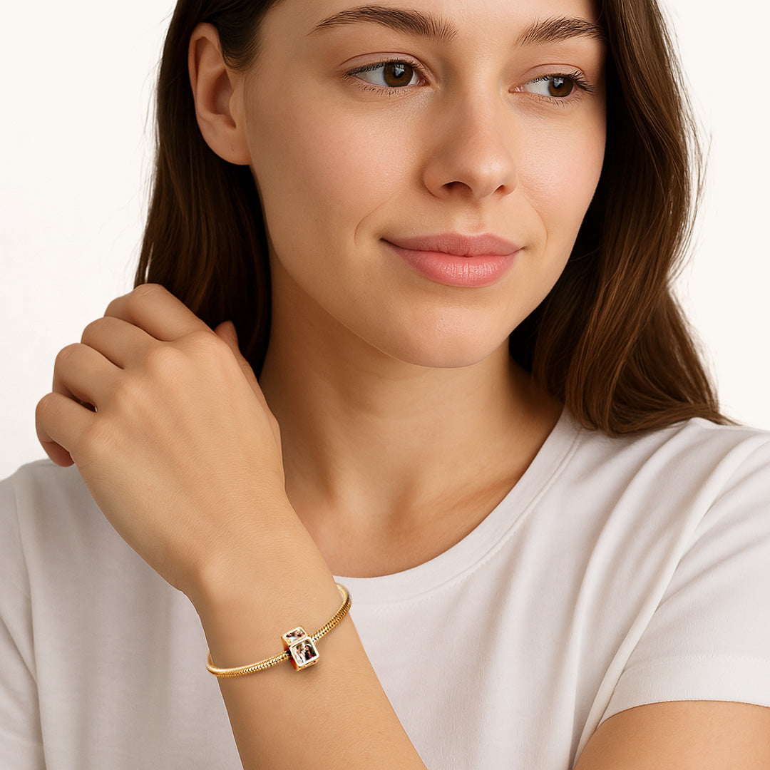 Gnoce Multi-sided Photo Custom Charm Bead 18K Gold-plated Silver Blend_3