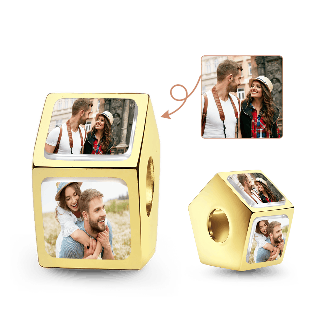 Gnoce Multi-sided Photo Custom Charm Bead 18K Gold-plated Silver Blend_2