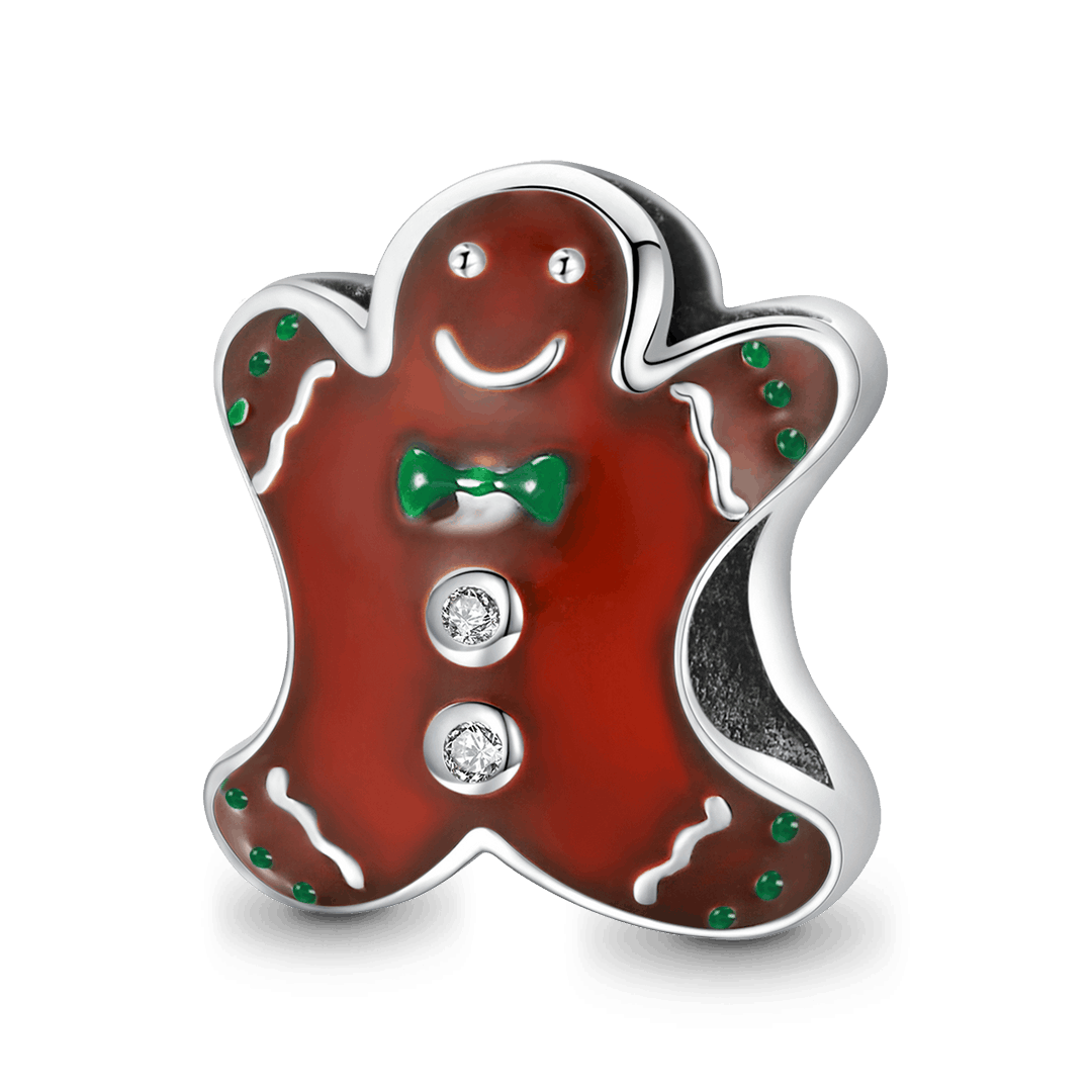 Double-sided Gingerbread Man Charm Bead 925 Sterling Silver_1