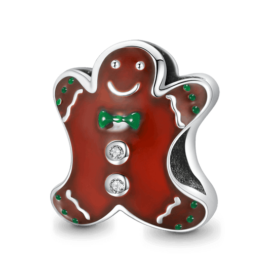 Double-sided Gingerbread Man Charm Bead 925 Sterling Silver_1