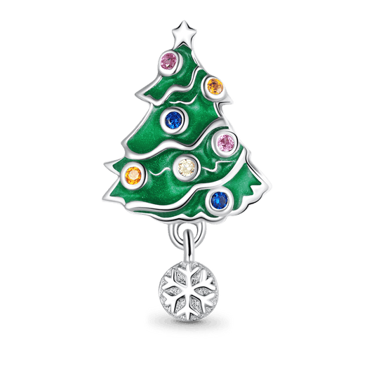 Green Christmas Tree Pendant Dangle Charm 925 Sterling Silver_1