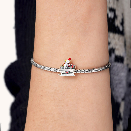 Snowman with Gifts on the Sleigh Charm Bead 925 Sterling Silver_2