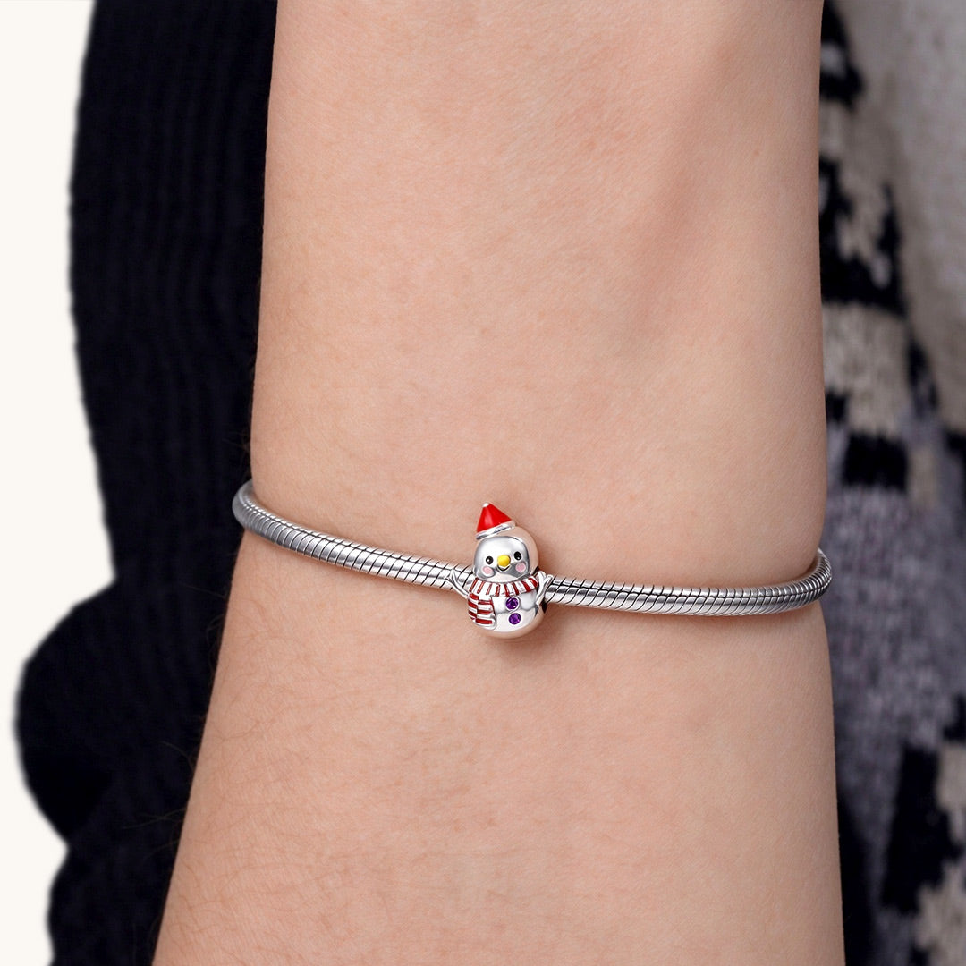 Cute Snowman Charm Bead 925 Sterling Silver_2