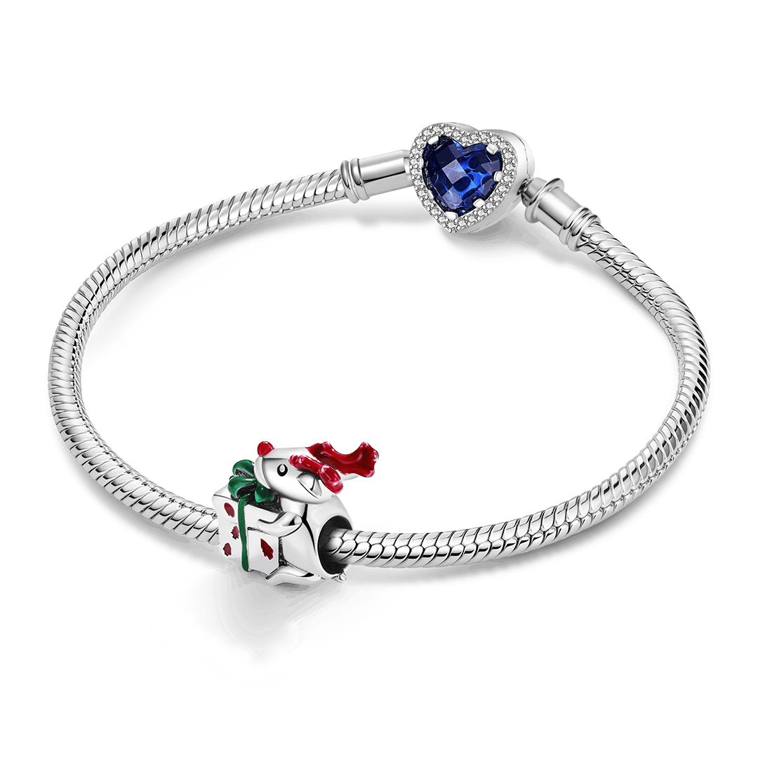 Squirrel Holding Present Charm Bead 925 Sterling Silver_3