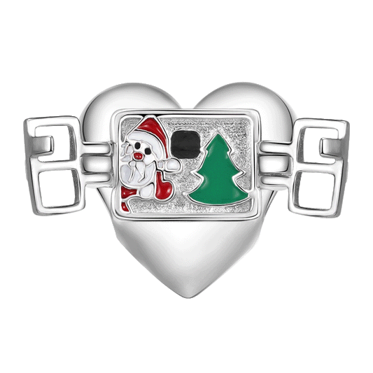 "Santa Claus is coming" Heart-shaped Charm Bead 925 Sterling Silver_1
