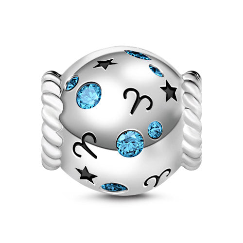 Gnoce " Real Love" Fashion-forward Design Blue Stone 925 Sterling Silver Aries Charm Stands for the Beginning Fit Necklace and Bracelets_1