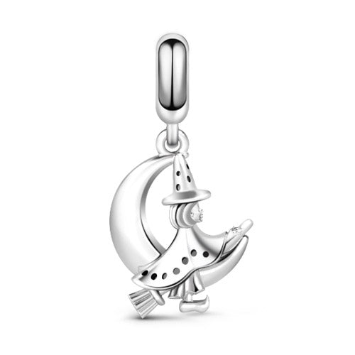 Gnoce "Moon & Magic Witch" Magic 925 Sterling Silver Little Witch Broom Charms Halloween Best Gift for Dangle, Bracelet or Necklaces_1