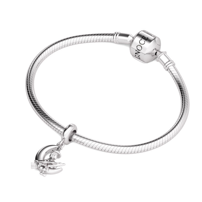 Gnoce "Moon & Magic Witch" Magic 925 Sterling Silver Little Witch Broom Charms Halloween Best Gift for Dangle, Bracelet or Necklaces_3