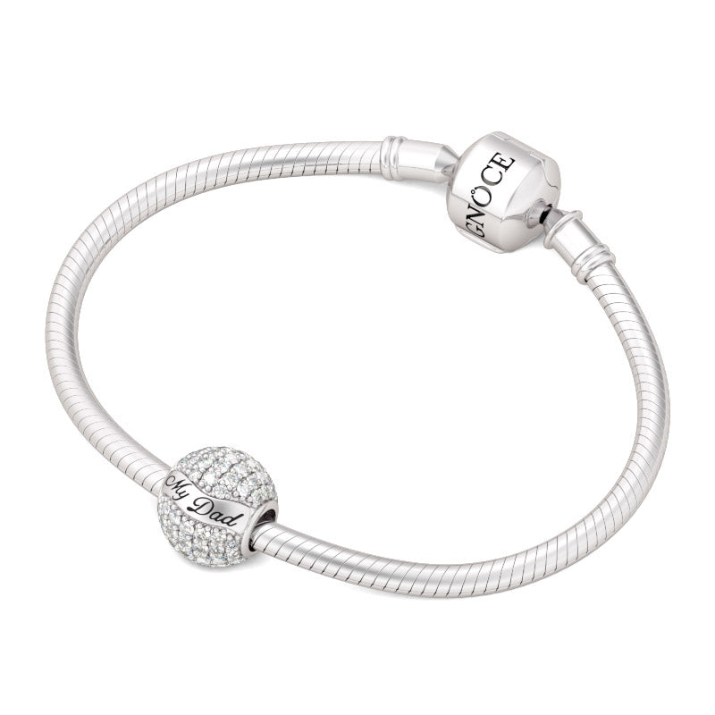 Gnoce Paved Pure Crystal CZ Stones Charm Platinum-plated Silver Blend_3