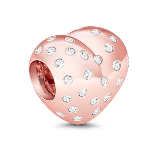 Gnoce "You Are My Only" Crystal Rose Gold Heart Shape Charm Sterling Silver- Fir for bracelet & Necklace_2