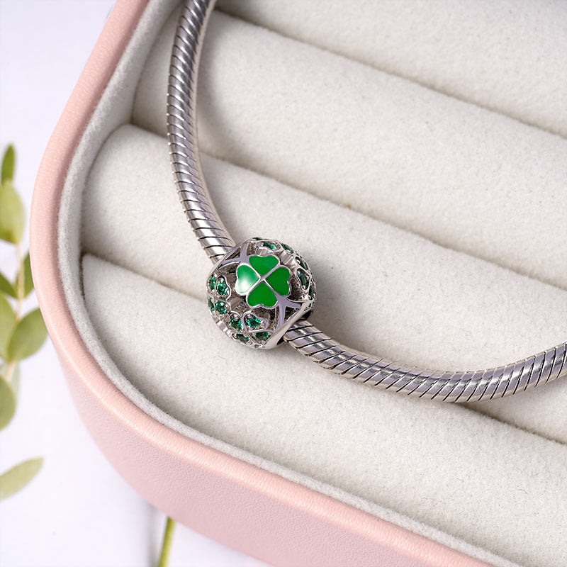 Gnoce Four Leaf Clover Charm Platinum-plated Silver Blend_2