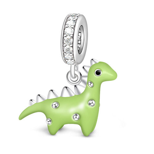 Gnoce Green Enamelled Dinosaur Pendant Platinum-plated Silver Blend_1
