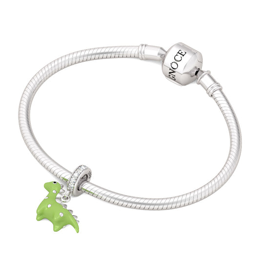 Gnoce Green Enamelled Dinosaur Pendant Platinum-plated Silver Blend_3