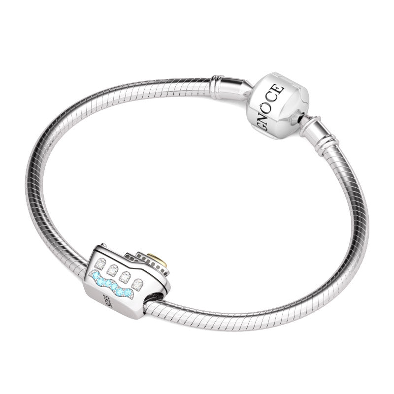 Gnoce Aquamarine Cruise Ship Charm Platinum-plated Silver Blend_3