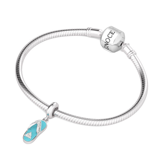 Gnoce "Leisurely Beach Time" Blue Slipper Charm with Sparking Crystal-Fit for Pendant & Choker Necklace_3
