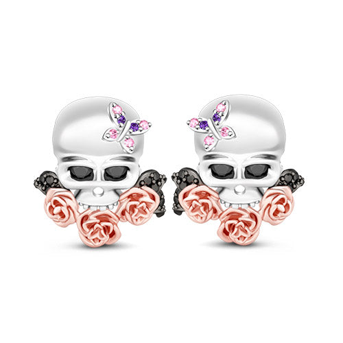 Gnoce Skull Earrings Platinum-plated Silver Blend_1