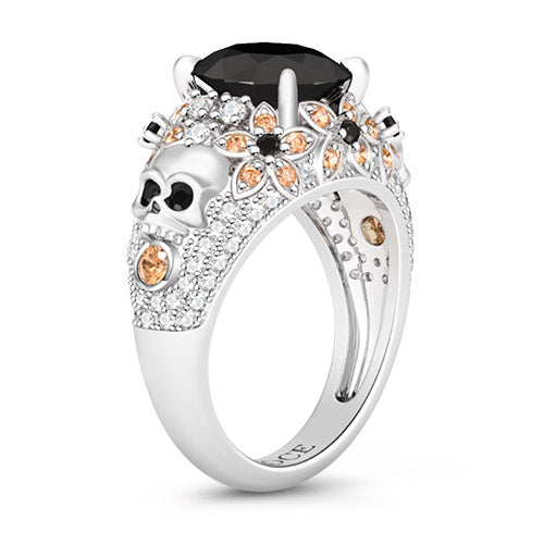 Gnoce Skulls Flowers Ring  Platinum-plated Silver Blend_2