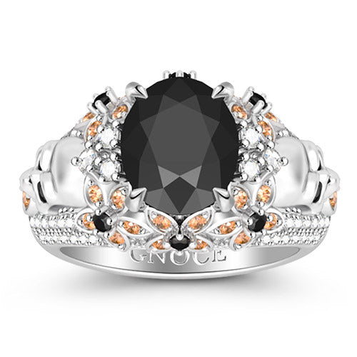 Gnoce Skulls Flowers Ring  Platinum-plated Silver Blend_1