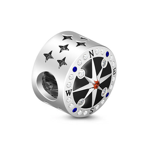 Gnoce Mysterious Compass Charm Platinum-plated Silver Blend_2