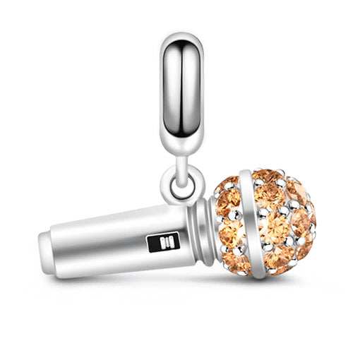 Gnoce Microphone Champagne Stones Pendant Platinum-plated Silver Blend_1