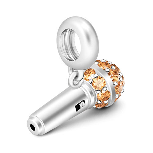 Gnoce Microphone Champagne Stones Pendant Platinum-plated Silver Blend_2