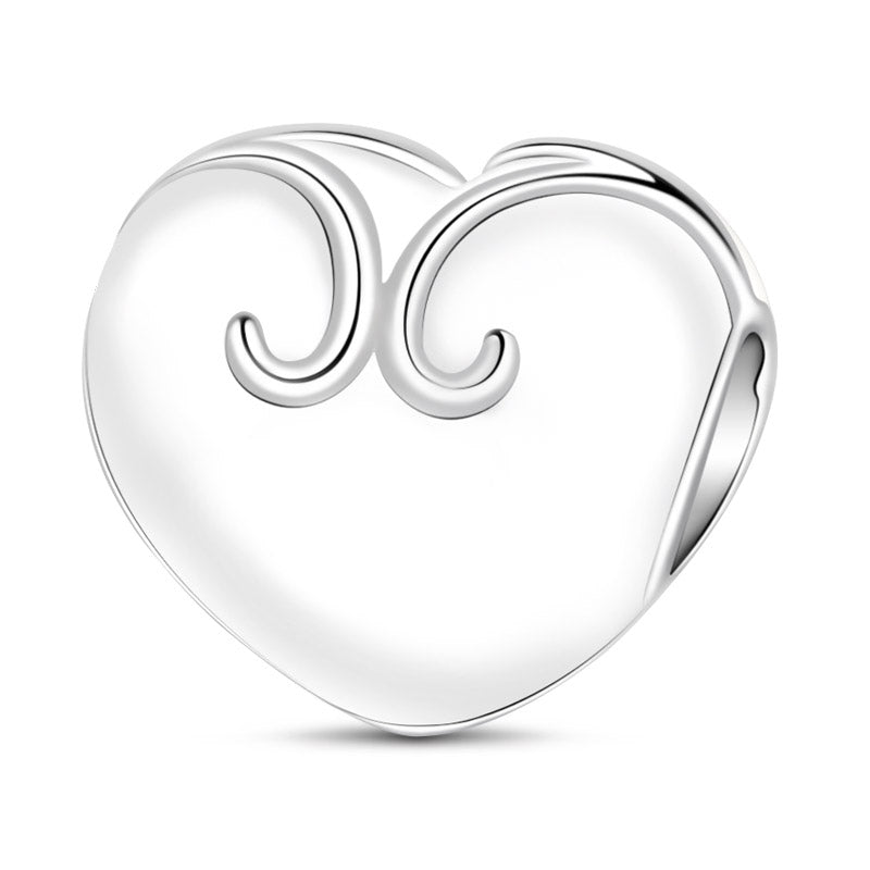 Gnoce White Enameled Heart Shape Pearl Charm Platinum-plated Silver Blend_2