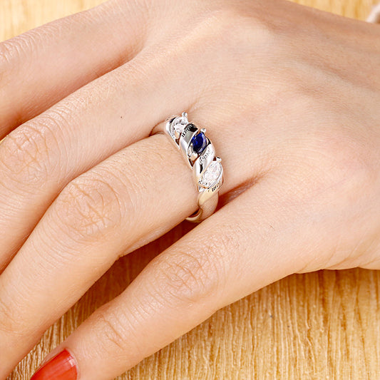 Gnoce "You Are My Everything"Lead-free ECO Copper Cutomized Ring Spiral Marquise Row Ring_4