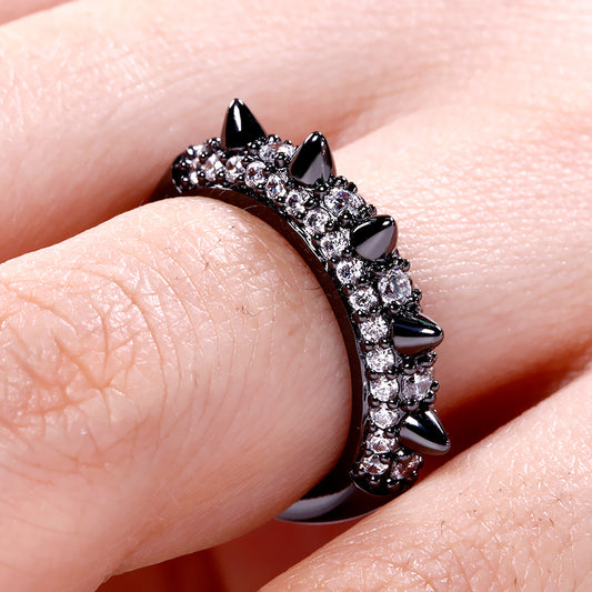 Gnoce "ROCK & ROLL" Mohawk Style Ring Sterling Silver With Black Plating_3