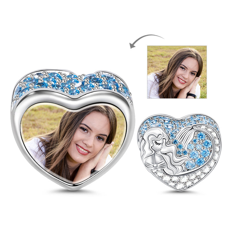 Gnoce "Daughter Of The Sea" Mermaid Bead Photo Charm Heart Shape Sterling Silver_1