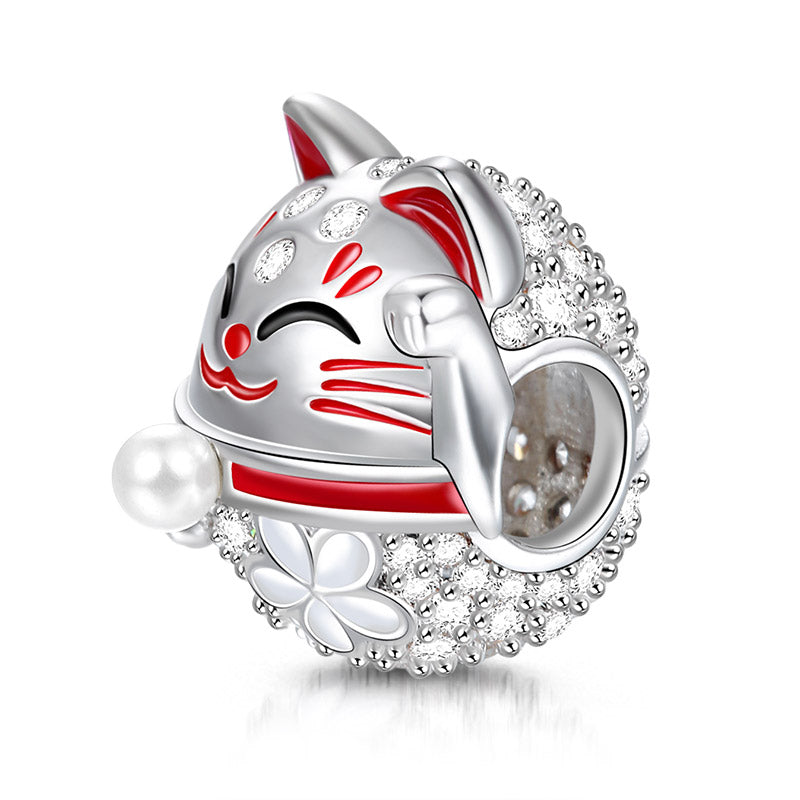 Gnoce Lucky Cat Charm Platinum-plated Silver Blend_2