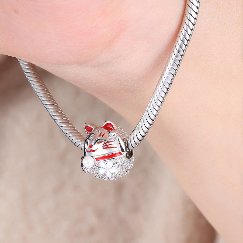 Gnoce Lucky Cat Charm Platinum-plated Silver Blend_4
