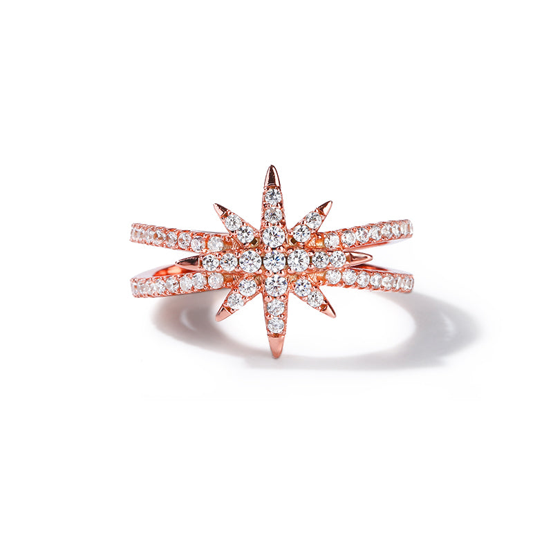 Gnoce "My Star" Ring With Cz Sterling Silver 18k Rose Gold Plated_1
