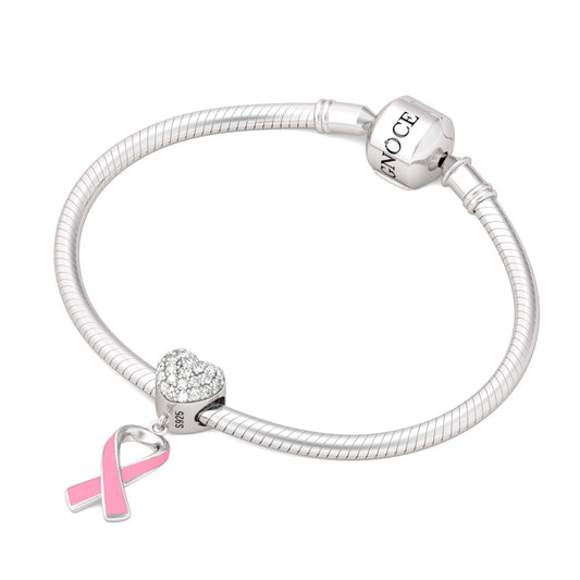 Gnoce Breast Cancer Awareness Ribbon Charm Platinum-plated Silver Blend_3