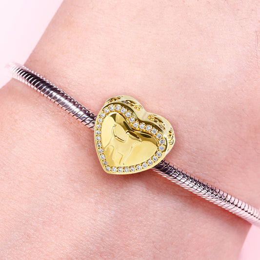 Gnoce Heart Shaped Puppy Photo Charm Platinum-plated Silver Blend_3