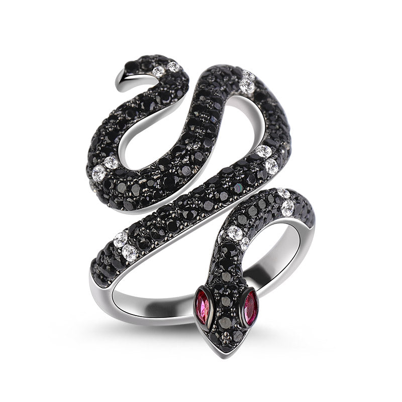 Gnoce Black Snake Black Stones Ring_2