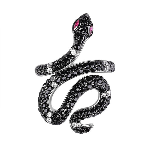 Gnoce Black Snake Black Stones Ring_1