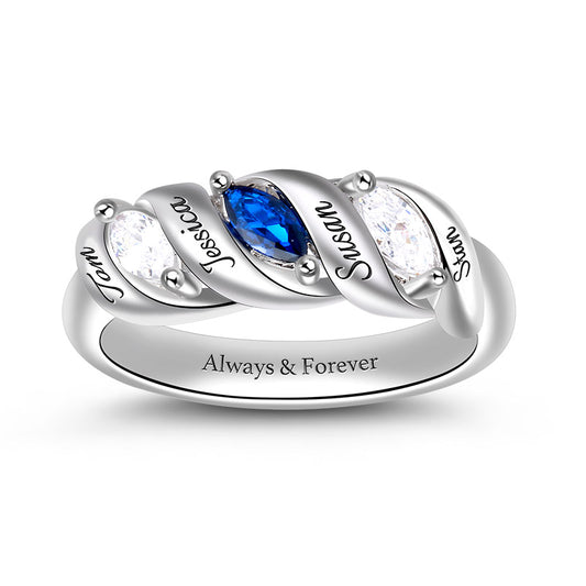 Gnoce "You Are My Everything"Lead-free ECO Copper Cutomized Ring Spiral Marquise Row Ring_1