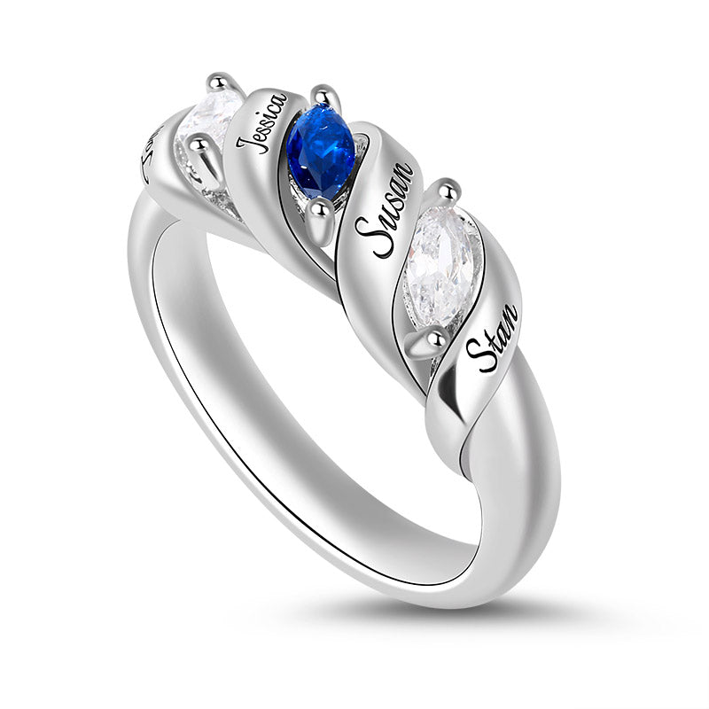 Gnoce "You Are My Everything"Lead-free ECO Copper Cutomized Ring Spiral Marquise Row Ring_2