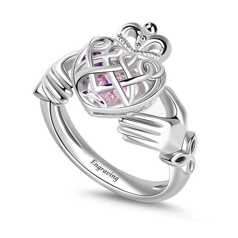 Gnoce "Give My Heart To You" Caged Hearts Celtic Claddagh Ring_3
