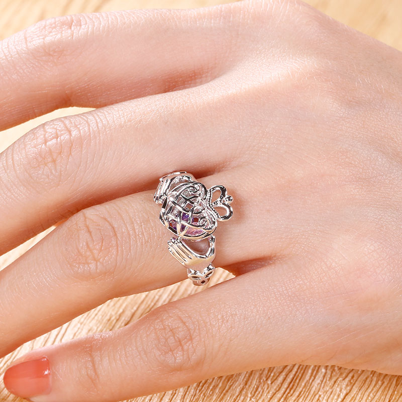 Gnoce "Give My Heart To You" Caged Hearts Celtic Claddagh Ring_4