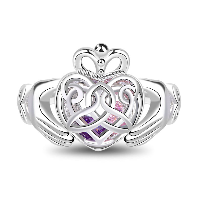 Gnoce "Give My Heart To You" Caged Hearts Celtic Claddagh Ring_1