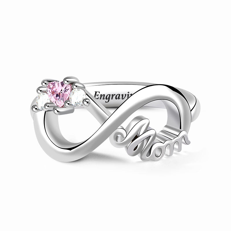 Gnoce "Mom`s Love" Mom's Infinite Love Ring with 3 Stones_1