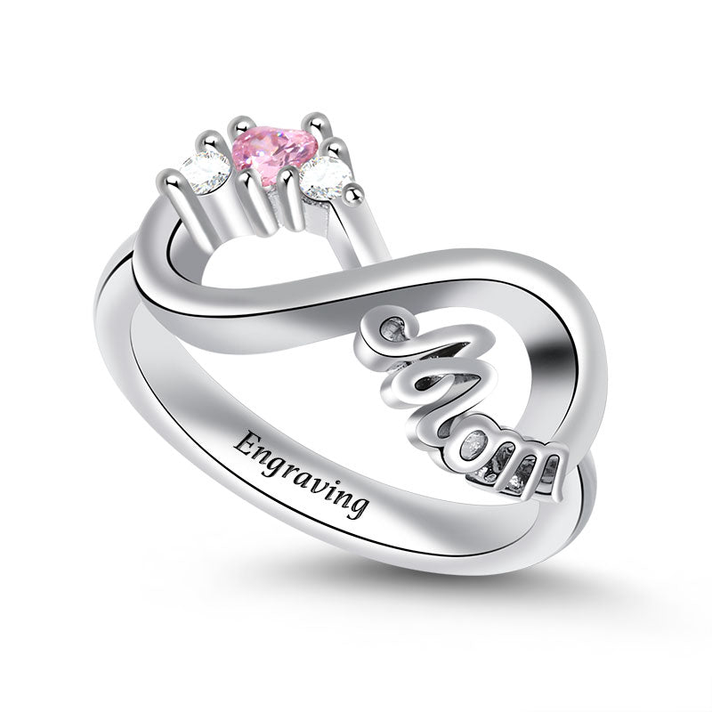 Gnoce "Mom`s Love" Mom's Infinite Love Ring with 3 Stones_2