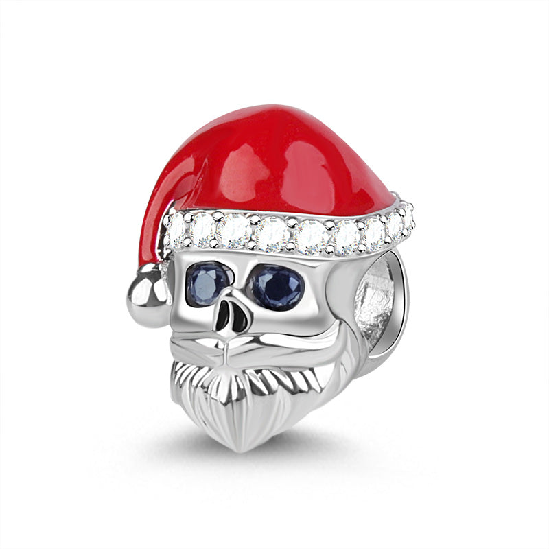 Gnoce "Give You A Surprise" Santa Claus 925 Sterling Silver Red Plated Hat Bead Charm For Christmas Gift_2