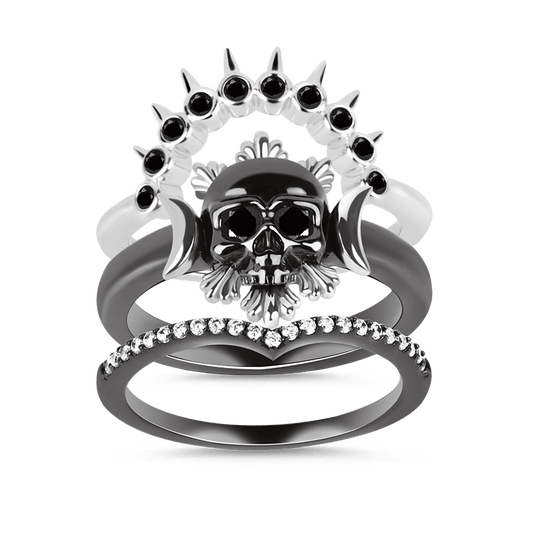 Gnoce Black Skull Stackable Ring_1